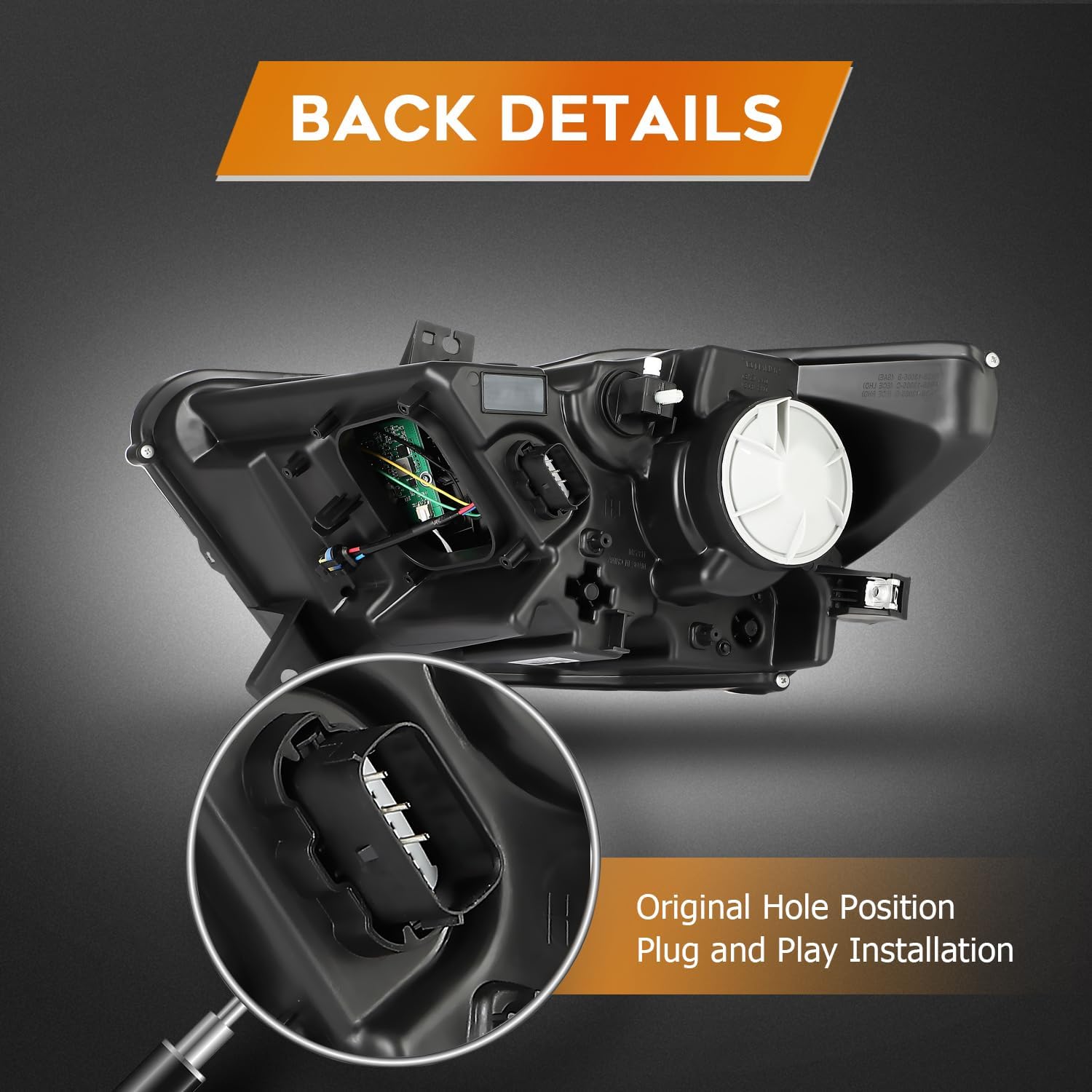 Headlight Assembly Fit 2015-2020 for Mustang Driver & Passenger Side Headlight Amber Reflector FO2518124