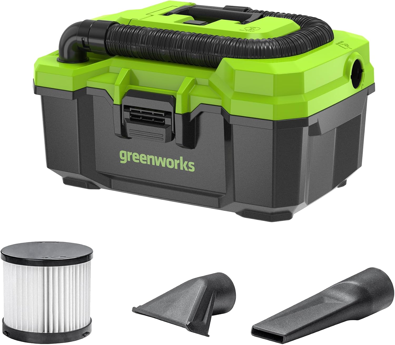 Greenworks 24V Brushless (3 Gallon) Cordless Wet / Dry Shop Vacuum + Accessories, Tool Only