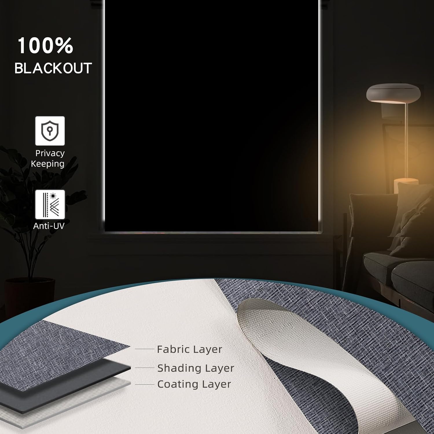 Motorized Blinds with Remote, Electric Shades with Remote Control,Compatible with Homekit, 100% Blackout Solar Blind,Child Safety Shades,Dark Charcoal
