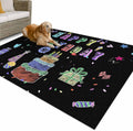 Outdoor Rug 4x6ft Happy Birthday Colorful Line Cake Present Box Patio Area Rugs Waterproof Easy Cleaning Non Shedding Thick Mats Black Carpet for Indoor Outdoor Porch Deck Backyard Balcony