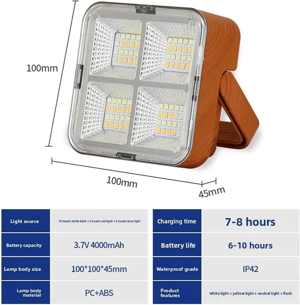 Floodlight Solar Camping Light Fast Charging Battery Magnetic Handheld Portable Outdoor Emergency Light(Engineering Style)