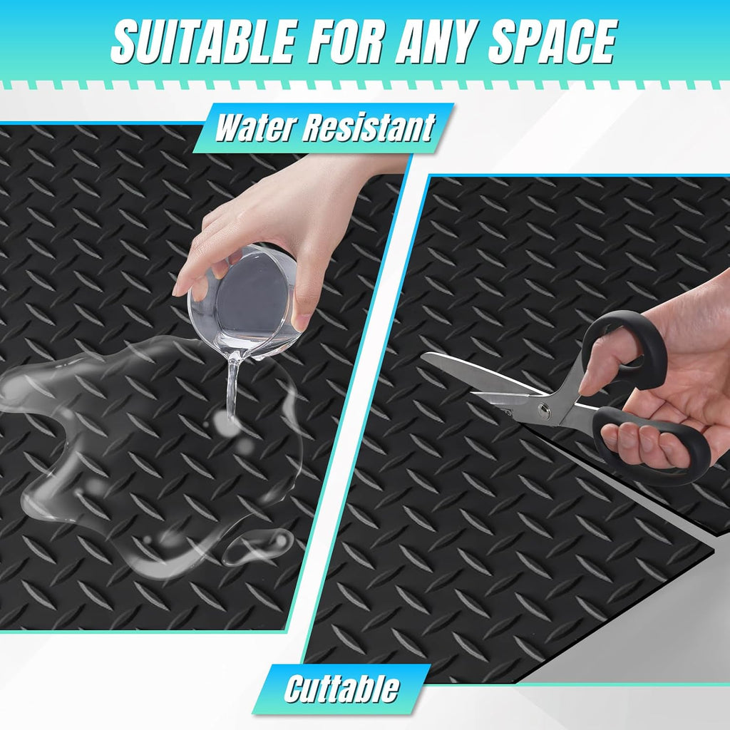 4 x 20 FT Garage Floor Mat, Diamond Plate Rubber Flooring Roll, PVC Garage Flooring Rolls for Under Car, Large SUVs, Pickup Truck, RV, Gym