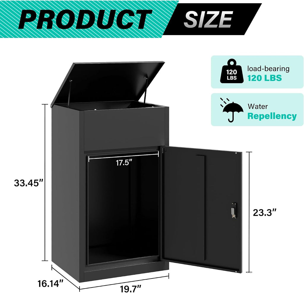 SISESOL Large Package Delivery Box for Outside with Combination Lock,Parcel Drop Boxes with Secure Storage, Anti-Theft Steel Parcel Box, Package Drop Box for Porch, Fence, Curbside (33.5' H)