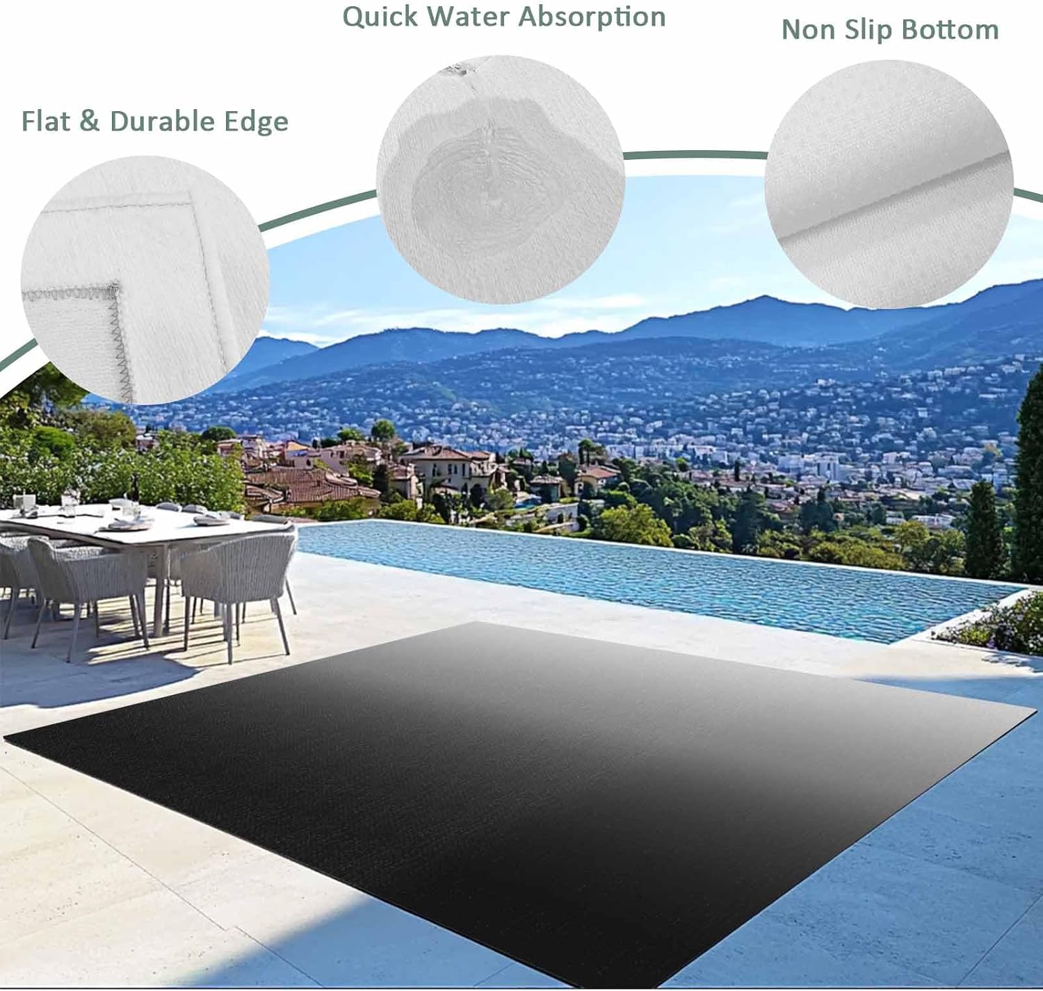 Outdoor Rug 4x6ft Abstract Ombre Grey and Black Patio Area Rugs Waterproof Easy Cleaning Non Shedding Thick Mats Geometric Carpet for Indoor Outdoor Porch Deck Backyard Balcony