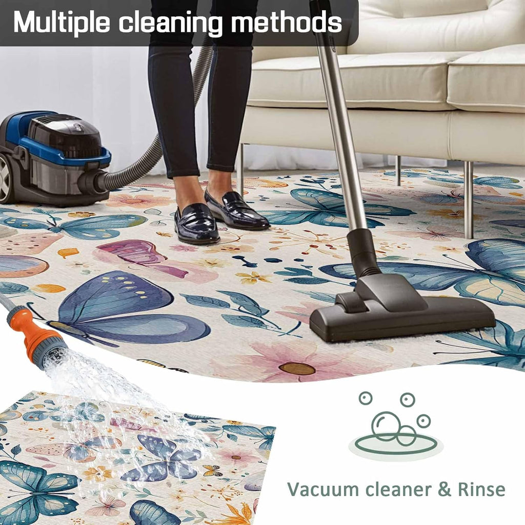 Outdoor Rug 4x6ft Retro Butterfly Leaves Patio Area Rugs Waterproof Easy Cleaning Non Shedding Thick Mats Vintage Carpet for Indoor Outdoor Porch Deck Backyard Balcony