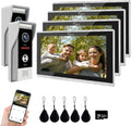 Wired Smart Video Apartments Intercom System,10 Inch Monitors with 1080P Doorbell Camera,3-in-1 Unlocking,TUYA WiFi Door Phone Kits, Ideal for Villas & Homes (2 doorbell + 4 Monitor)