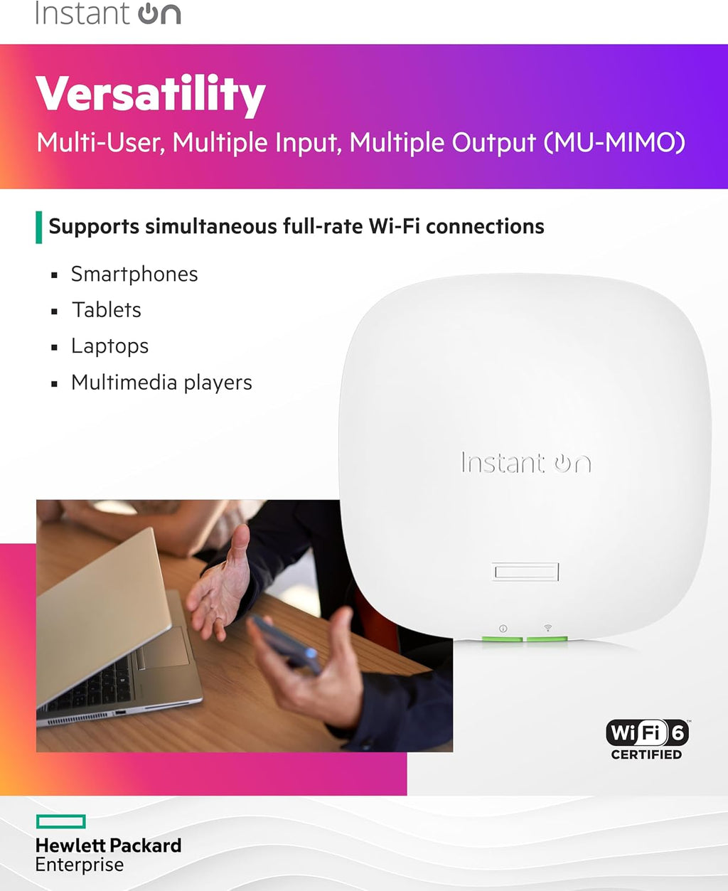 HPE Networking Instant On Access Point AP22 2x2 WiFi 6 Indoor Wireless Access Point (5 Pack) | Long Range, Secure, Smart Mesh Support | Power Source Not Included | US Model (R4W01A-5PACK)