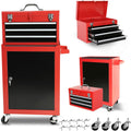 3-Drawer Rolling Tool Chest with Wheels, Tool Chest with Large Storage Cabinet and Adjustable Shelf, Removable Portable Top Box with Locking System Tool Chest for Garage, Warehouse