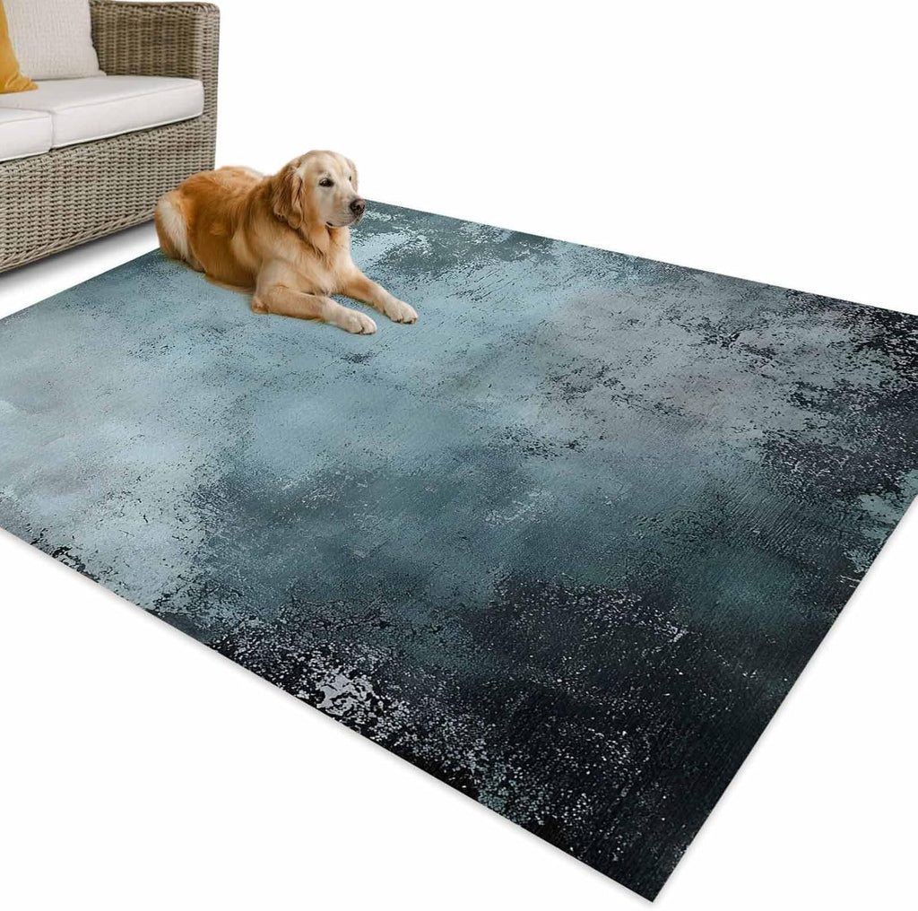 Outdoor Rug 4x6ft Shabby Chic Teal Colored Artwork Patio Area Rugs Waterproof Easy Cleaning Non Shedding Thick Mats Abstract Carpet for Indoor Outdoor Porch Deck Backyard Balcony