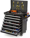 7 Drawers Rolling Tool Chest, Metal Tool Box with Wheels & Lock, Tool Drawers Garage Tool Storage Cabinets Organizer Rolling Cart Toolbox on Wheels for Garage, Workshop, Repair Shop(Assembly Required)