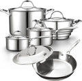 Cooks Standard Multi-ply Clad Stainless Steel Cookware Set, Includes Saucepans, Steamer, Stockpot, Frying Pans with Lids, Induction Compatible, Dishwasher Safe, Oven Safe, 10-Piece