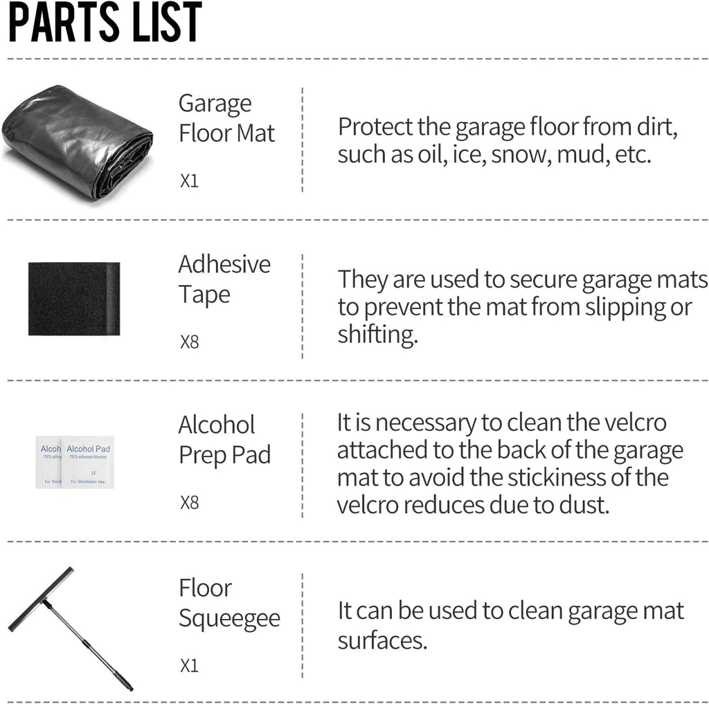 WELKIN Containment Mat,(8'6' x 20'),Non-Slip Garage Floor Mat - Heavy Duty Waterproof Protection from Snow, Rain and Mud for Cars