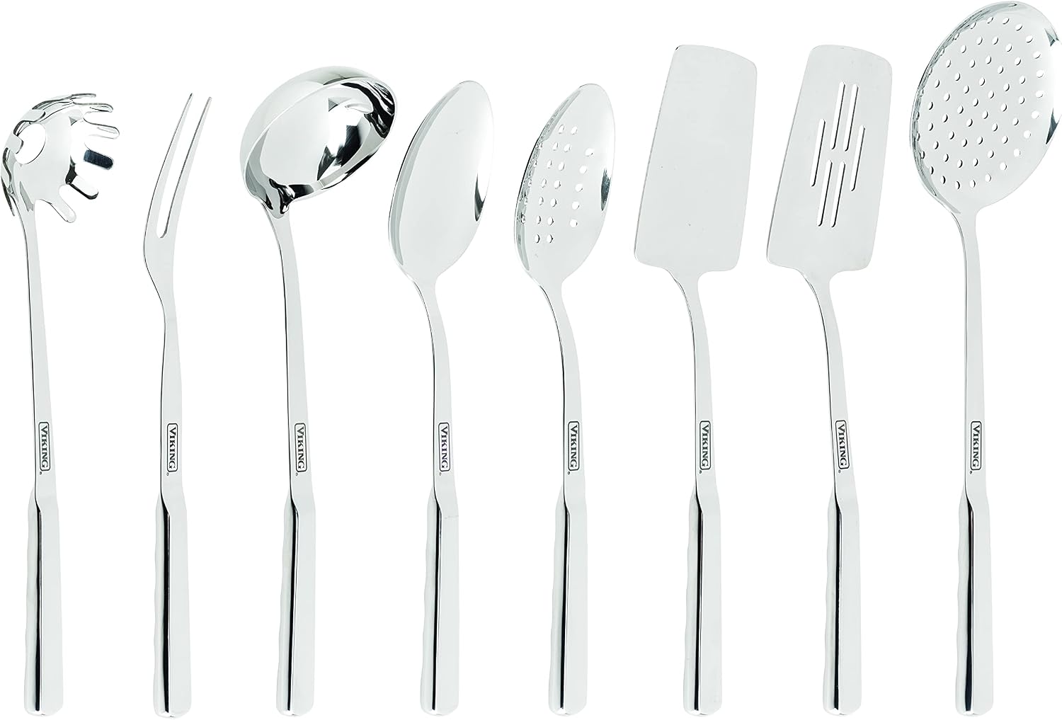 Viking Culinary Contemporary 3-Ply Stainless Steel Cookware Set, 10 Piece, Dishwasher, Oven Safe & Culinary 304 Stainless Steel Kitchen Utensil Set, Ergonomic Stay-Cool Handles