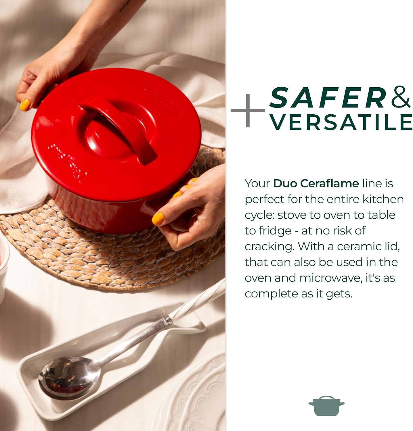 Pure Ceramic, Healthy, Non Toxic Cookware Set - Oven Safe Up to 1200F, Microwave and Dishwasher Safe, Longlasting and Lightweight - PFAS, PTFE, PFOA, PFOS - Tomato Red