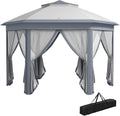 Outsunny 13' x 13' Pop Up Gazebo, Hexagonal Canopy Shelter with 6 Zippered Mesh Netting, Event Tent with Strong Steel Frame for Patio Backyard Garden Wedding Party, Gray