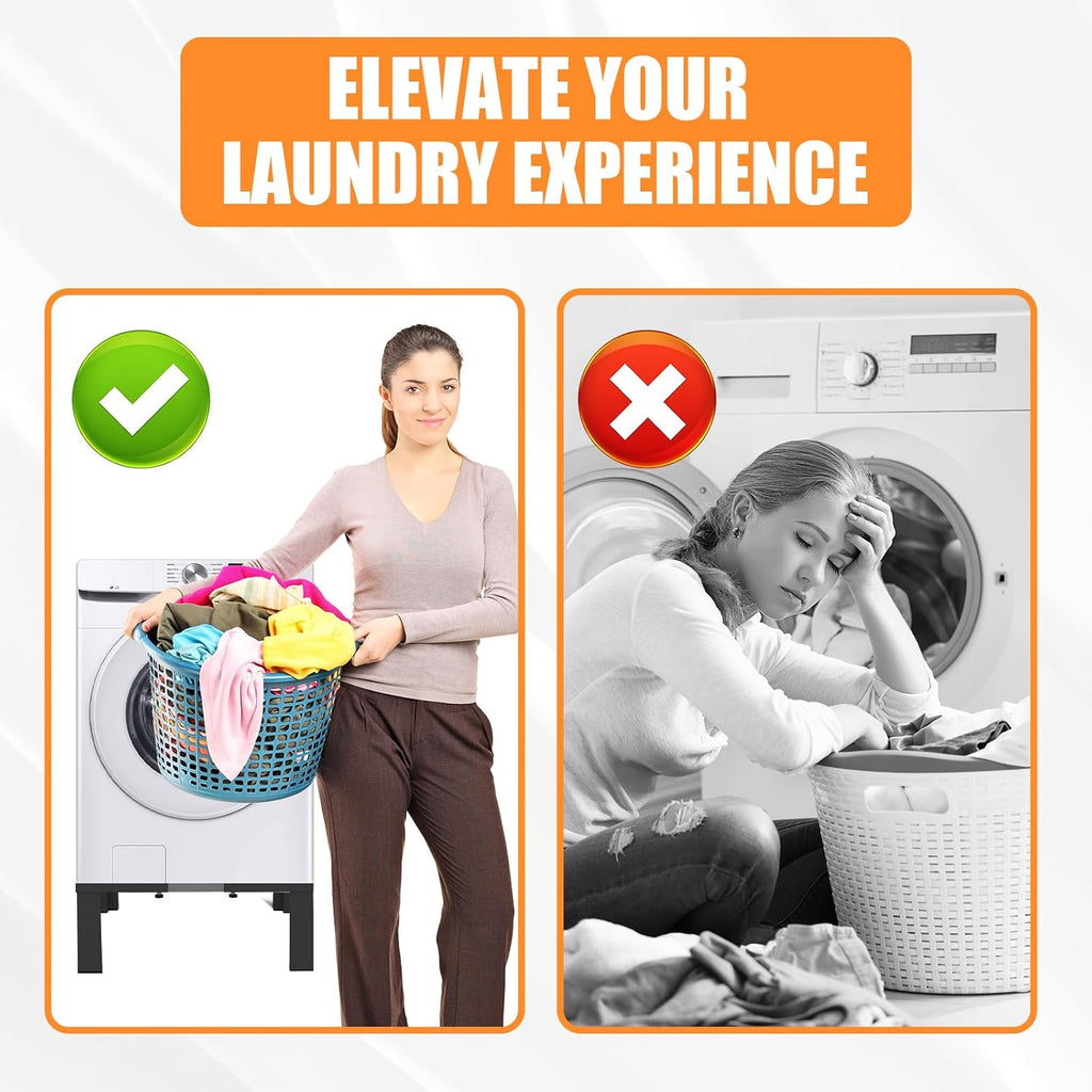 Heavy-Duty All Steel Universal Laundry Pedestal 16' Height , Full size Washing Machine Stand Adjustable Dryer Stand , Suitable for all Washer and Dryer Pedestal（Black）