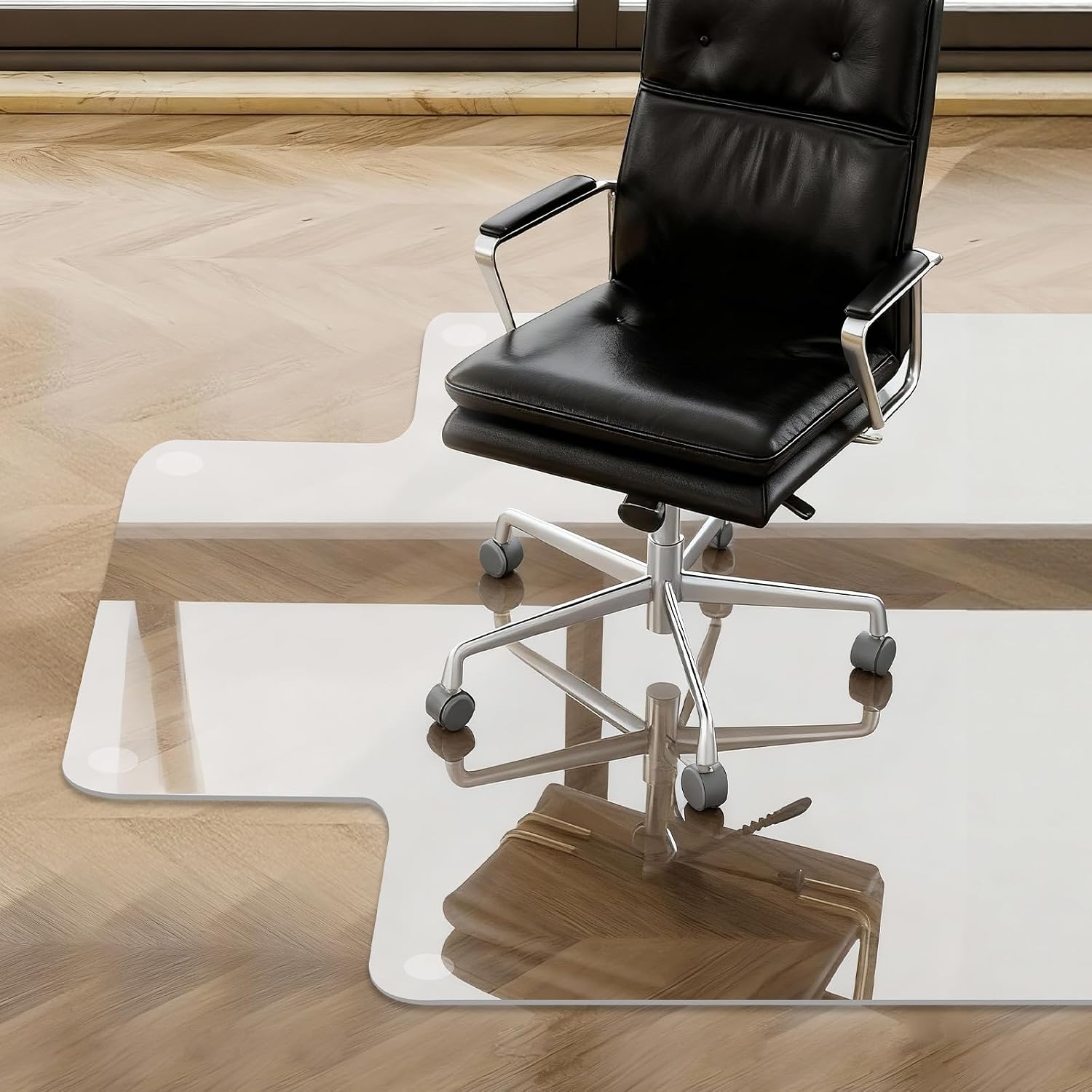 Tempered Glass Chair Mat with Lip, 36'x48' Heavy-Duty Office Floor Protector for Under-Desk Reach, for Carpet & Hardwood, 1/5' Thick