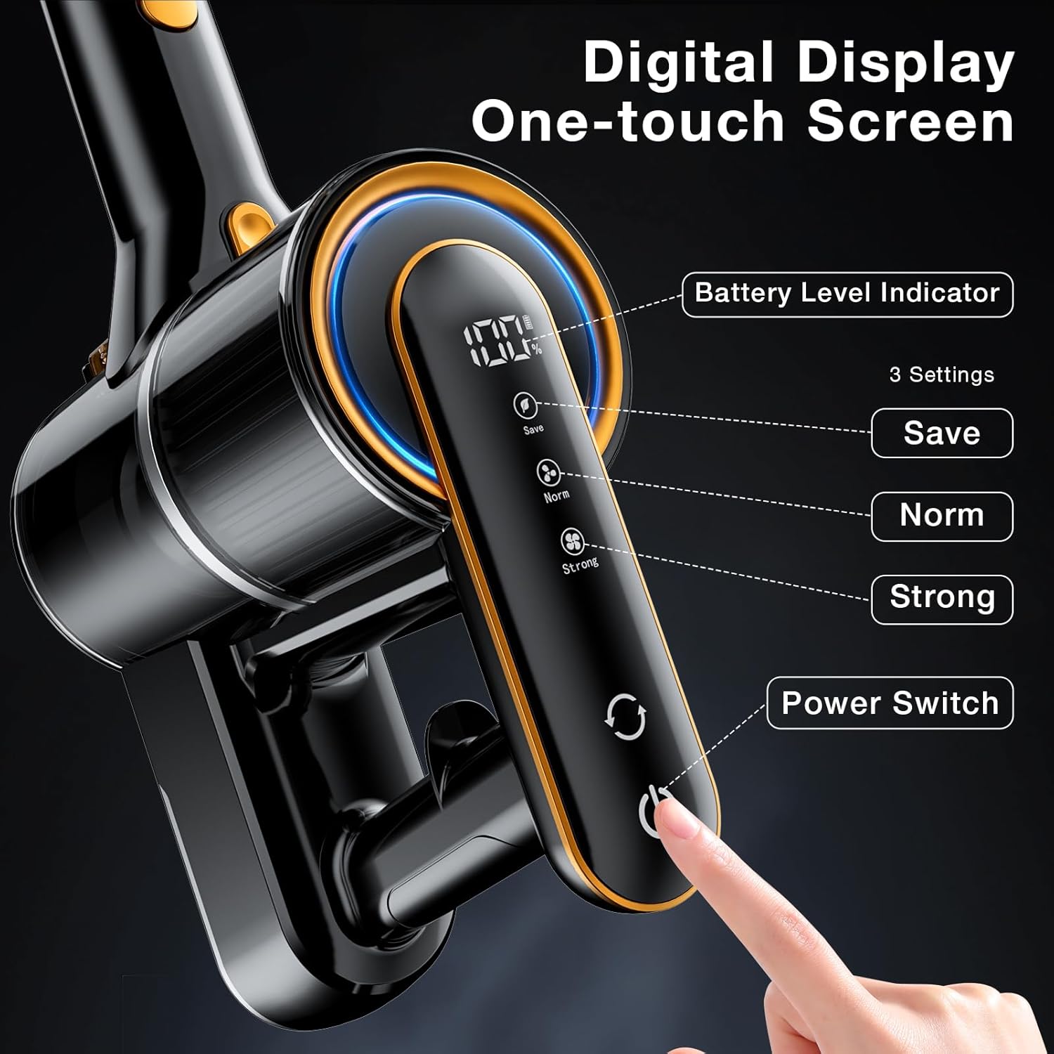 Cordless Vacuum Cleaner, 600W 50000PA Stick Vacuum Cleaners and Mop In One,4000mAh Battery with 60 Min Runtime, LED Screen and Green Headlights, Handheld Vacuum for Pet Hair Floors Carpet Sofa