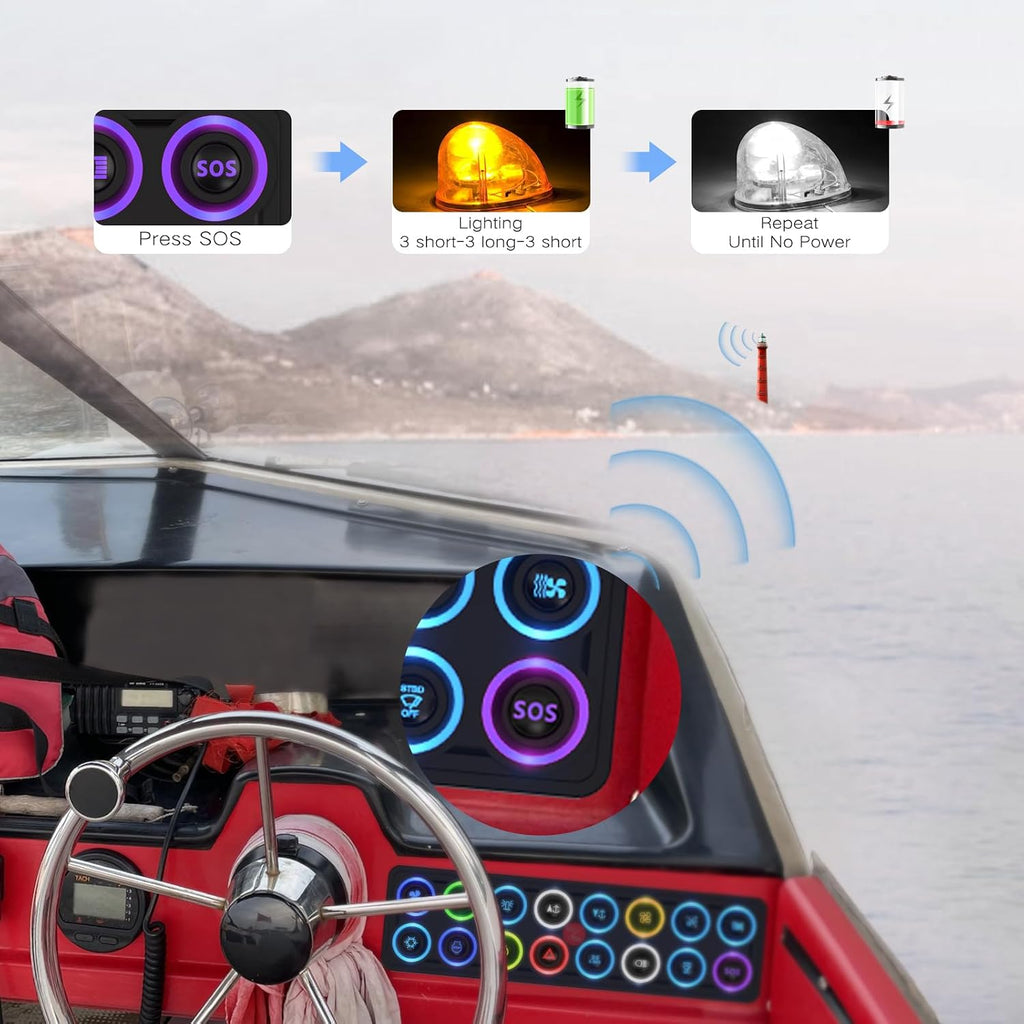 MaySpare Switch Panel Upgraded Multicolored Toggle Momentary Pulse Panel,Electronic Relay System for Yachts Trucks Off-Road Vehicles RVs SUVs UTVs ATVs- IP68 Waterproof (16 Gang Switch Panel)