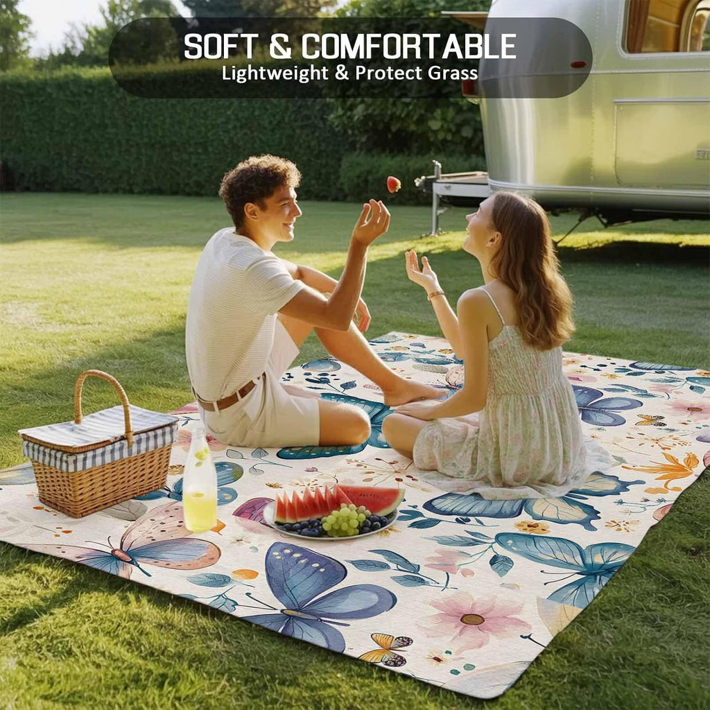 Outdoor Rug 4x6ft Retro Butterfly Leaves Patio Area Rugs Waterproof Easy Cleaning Non Shedding Thick Mats Vintage Carpet for Indoor Outdoor Porch Deck Backyard Balcony
