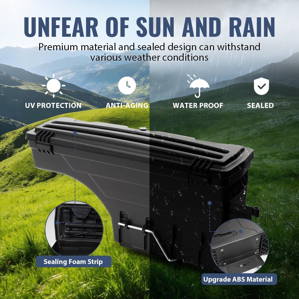 PIT66 Lockable Truck Bed Storage Box Toolbox, Compatible with Ford F250 F350 Super Duty 2017-2023, Left Driver + Right Passenger Sides Tool Box Drawer Set