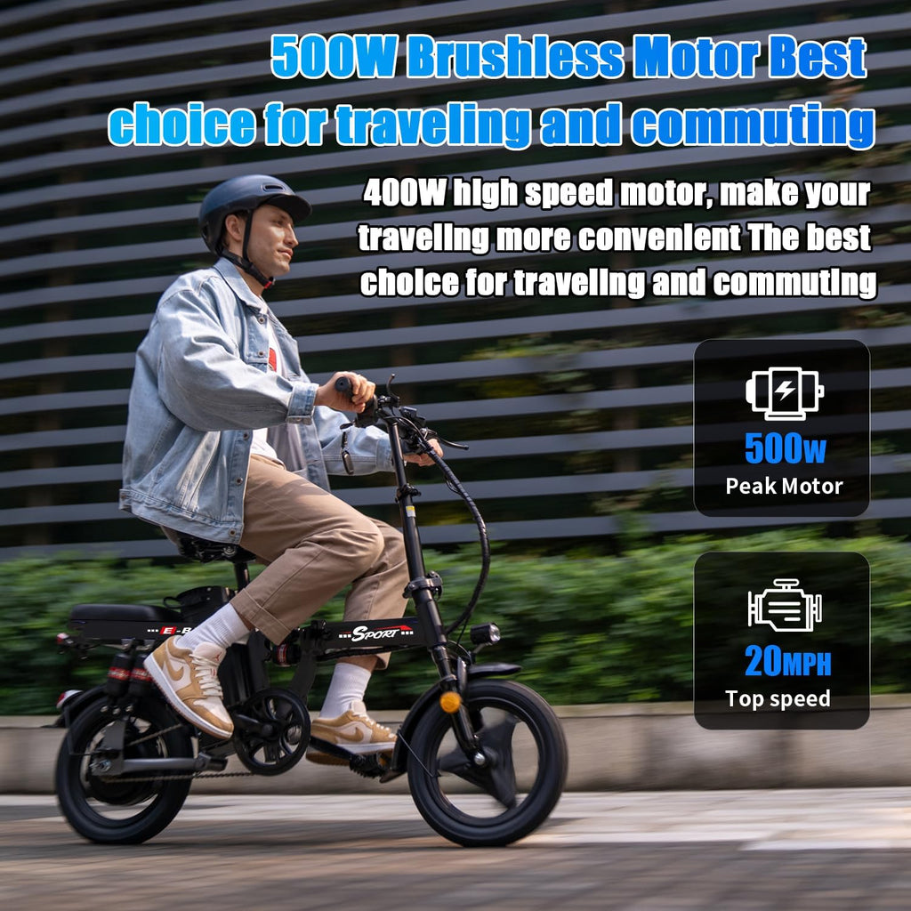 Electric Bike for Adults,14' Folding Adult E Bike with 650W Peak Motor,25 mph,30 Miles Range, 8-Point Suspension & Disc Brake,Commuter Electric Bicycle,UL2849 E Bike