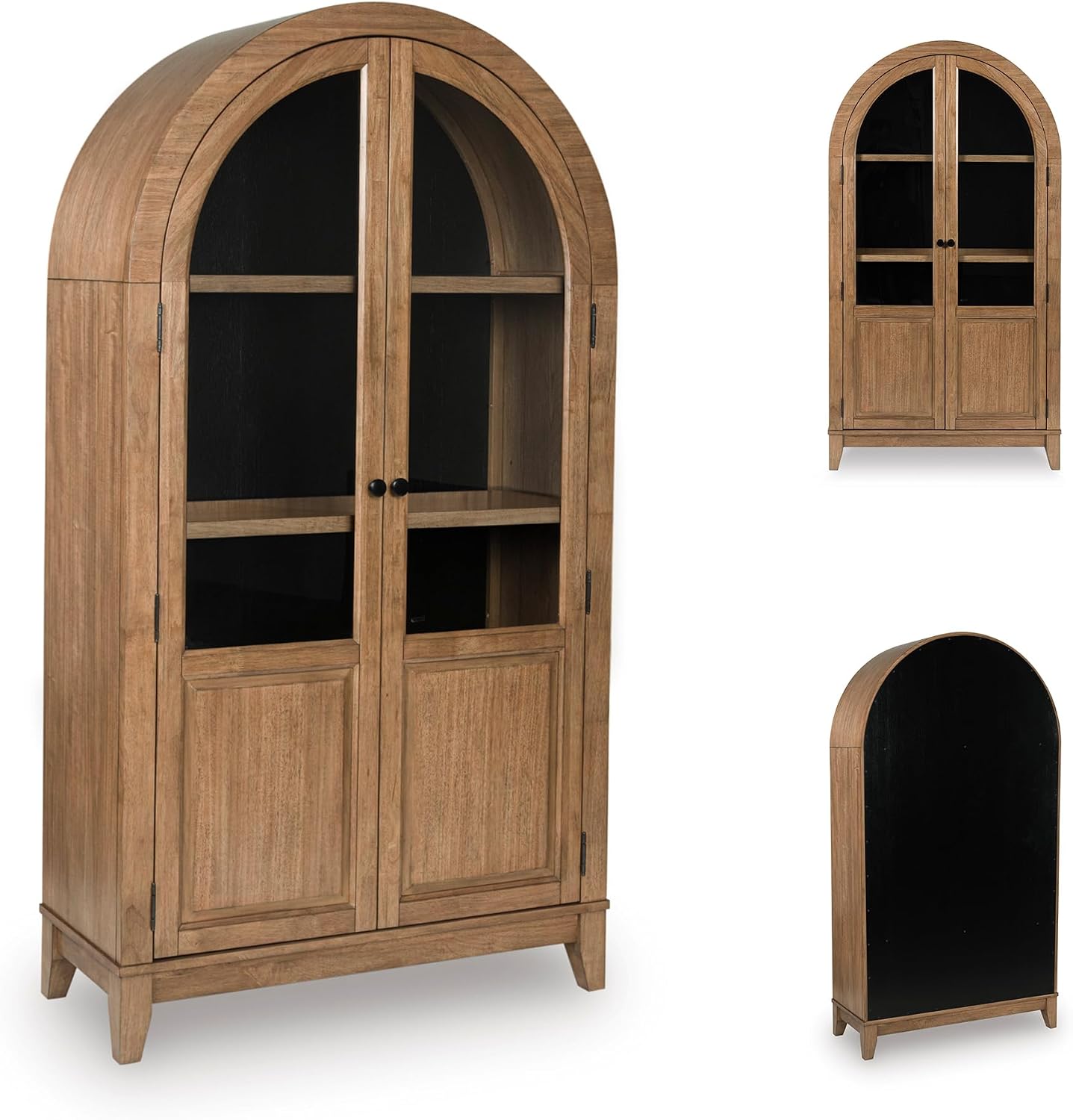 Signature Design by Ashley Dagandale Casual Accent Cabinet with Anti-Tipping and Adjustable Shelf, Light Brown & Black