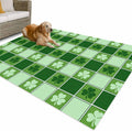 Outdoor Rug 4x6ft St. Patrick's Day Geometric Plaid Shamrocks Leaf Patio Area Rugs Waterproof Easy Cleaning Non Shedding Thick Mats Green Carpet for Indoor Outdoor Porch Deck Backyard Balcony