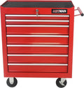 Rolling Tool Cabinet with 7 Drawers, Heavy Duty Steel Tool Cart on Wheels, Lockable Garage Tool Storage Cabinet, 300 lb Capacity, Ball-Bearing Slides, Powder-Coated Finish, Red