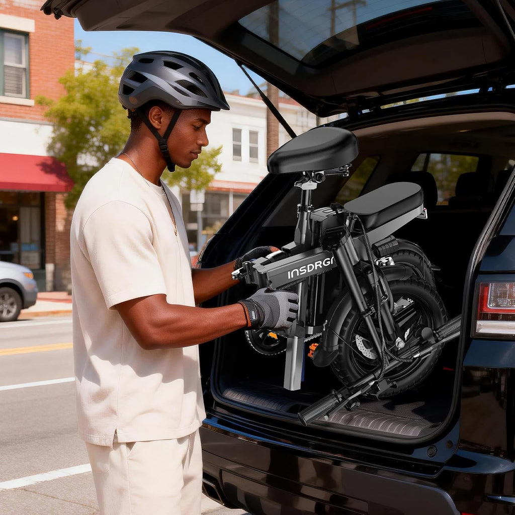 INSDRGN 14' Folding Electric Bike for Adults, Peak 1500W Motor,20MPH Max Speed,48V 16Ah Removable Battery Electric Bike, 35/62Miles Max Range, UL 2849 Certified E Bike