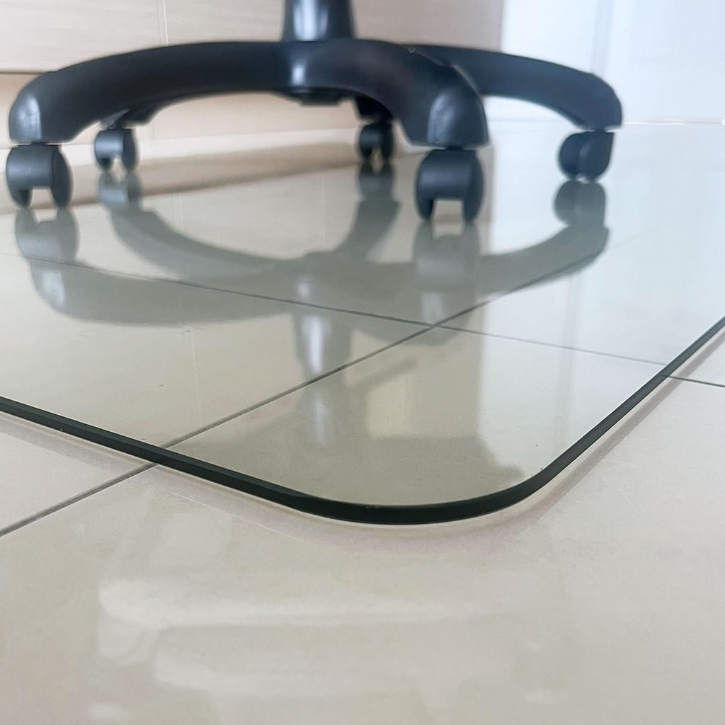 Marvelux Tempered Glass Office Chair Mat for Carpet & Hardwood Floors Clear Carpeted & Hard Floor Protector, Executive Thick Chair Mat for High & All Pile Carpets & Hard Wood with No Slip Pads 36'x40'