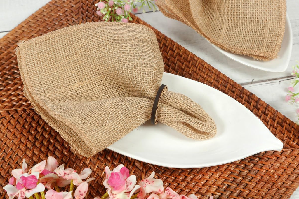 MDS Pack of 200 Wedding Burlap Table Napkin 12X12 Inch Square 100% Natural Jute Dinner Napkins, Rustic Farmhouse Boho Country Vintage Burlap Napkin for Weddings Party Table Decorations - Natural