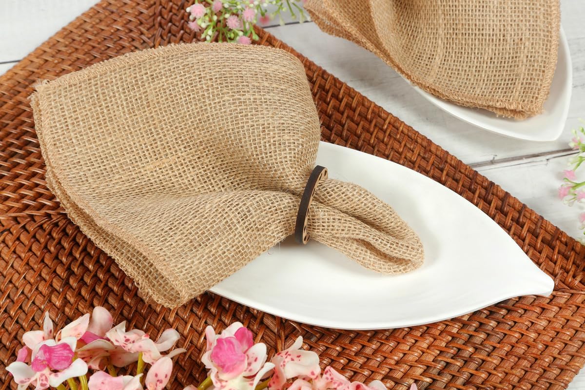 MDS Pack of 200 Wedding Burlap Table Napkin 12X12 Inch Square 100% Natural Jute Dinner Napkins, Rustic Farmhouse Boho Country Vintage Burlap Napkin for Weddings Party Table Decorations - Natural