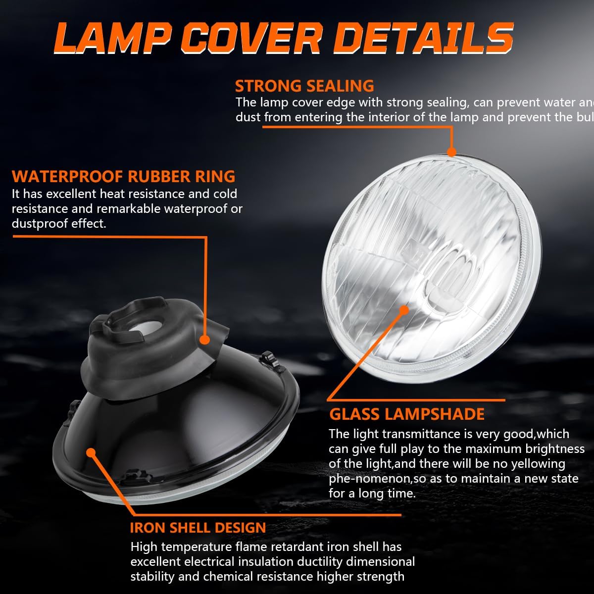 H5006 H5001 5.75 Inch Glass Round LED Headlight Housing + H4/9003 High Low Dual Beam Light Bulbs,Sealed Beam Style,Original Classic Look