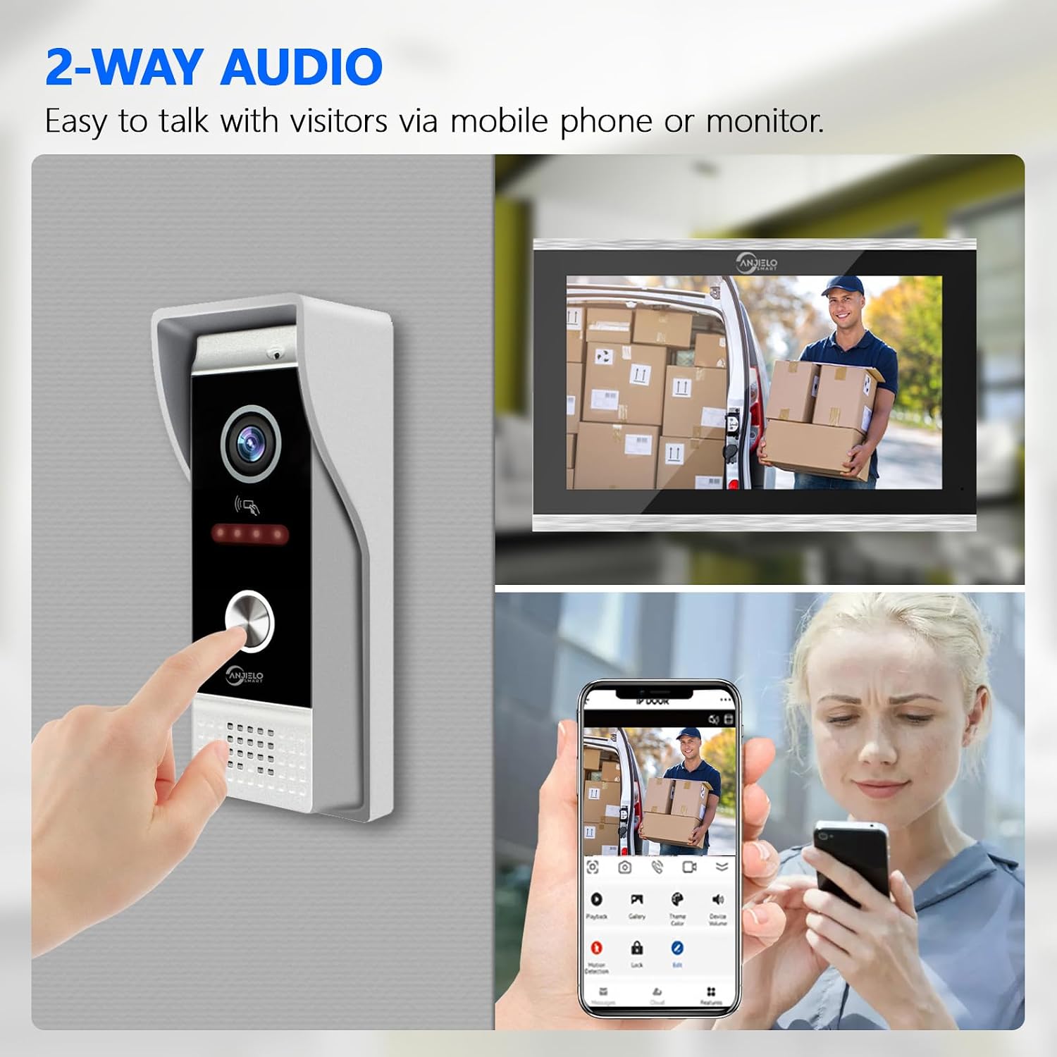 Wired Smart Video Apartments Intercom System,10 Inch Monitors with 1080P Doorbell Camera,3-in-1 Unlocking,TUYA WiFi Door Phone Kits, Ideal for Villas & Homes (2 doorbell + 3 Monitor)