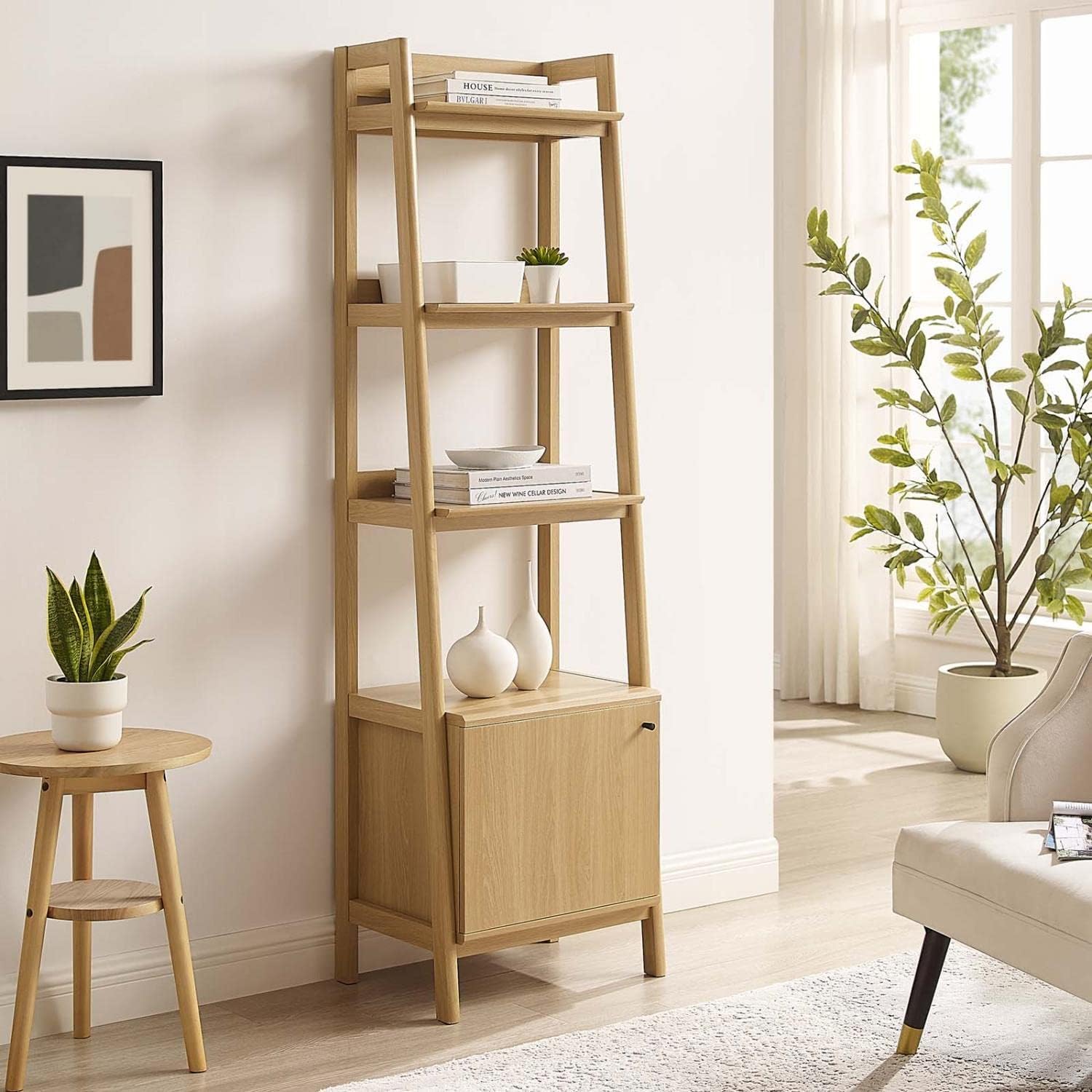 Modway 21' Bookshelf Display Case in Oak