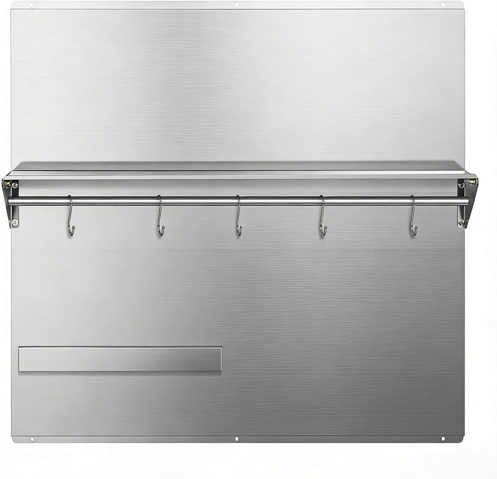 Range Backsplash – 30'x30' 304 Stainless Steel Backsplash with Storage Shelf & Magnetic Knife Holder, Stove Backsplash for Kitchen Wall Protection, Pre-Drilled Holes for Easy Installation & Easy Clean