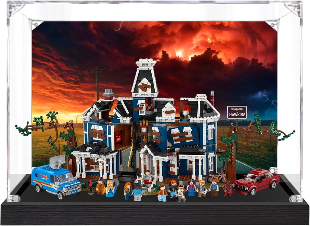 Acrylic Display Case for Lego 11370 Stranger Things: The Creel House Model, 3mm Dustproof Display Box, Display Case Compatible with Lego 11370(Model Not Included) (Background 3MM C)