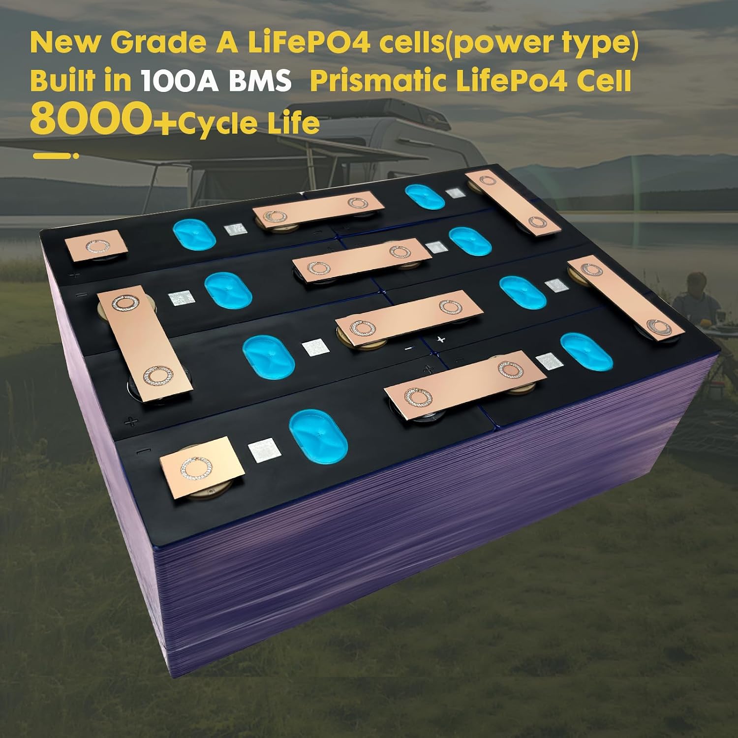36V 100Ah LiFePO4 Battery with IP67 Waterproof Case, Built-in Monitor & Anderson Plug, 120A Smart BMS, Grade A Cells Lithium Battery for 36V Trolling Motor, Golf Cart, Marine, RV, Solar