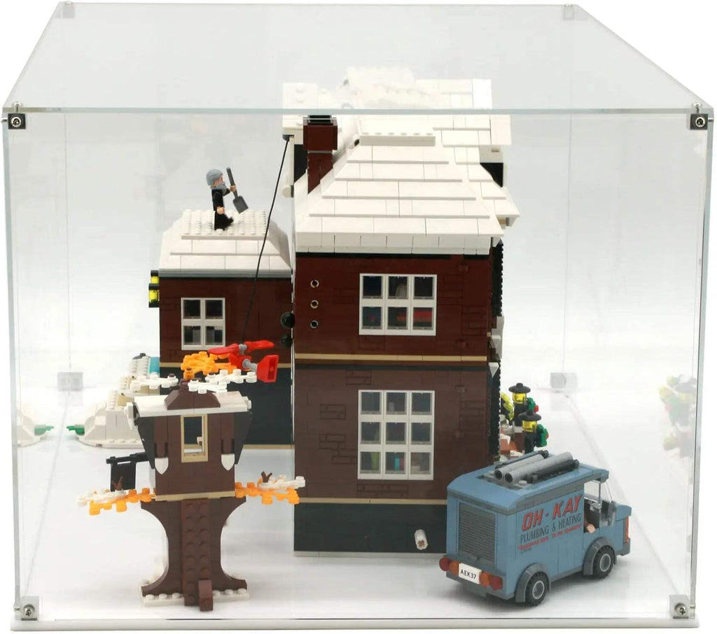 Display Case Compatible with Lego 21330 - Home Alone - Acrylic Dustproof Showcase with Pre-Printed Background - Set Not Included