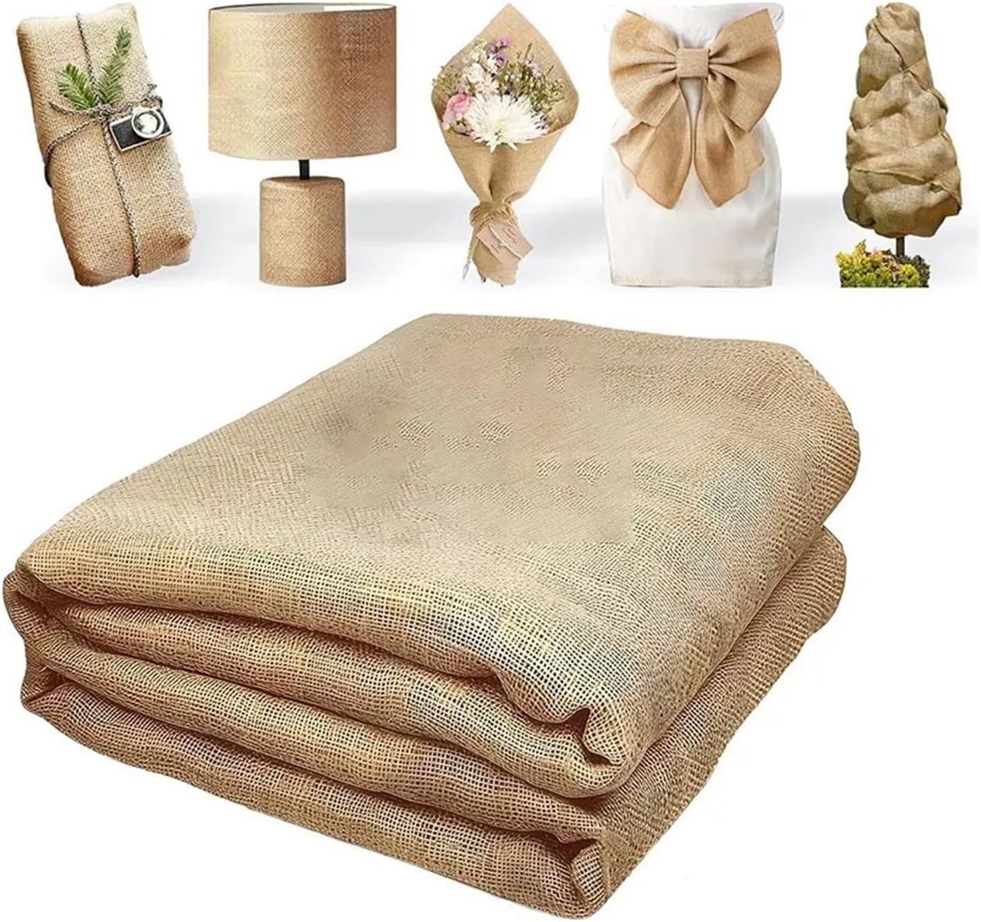 Burlap Table Runners Natural Burlap Table Runner Farmhouse Jute Fabric Kitchen Coffee Tablecloths for Wedding Aisle Carpet Garden(Lace Tassels,1mX6m Carpet)