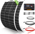 ECO-WORTHY 260Watt 12Volt Flexible Solar Panel Kit for Off Grid Home RV, Boat and Uneven Surfaces:2pcs 130W Mono Solar Panel + 30A 12V Charger Controller + Solar Cable + Tray Cable + Y Branch