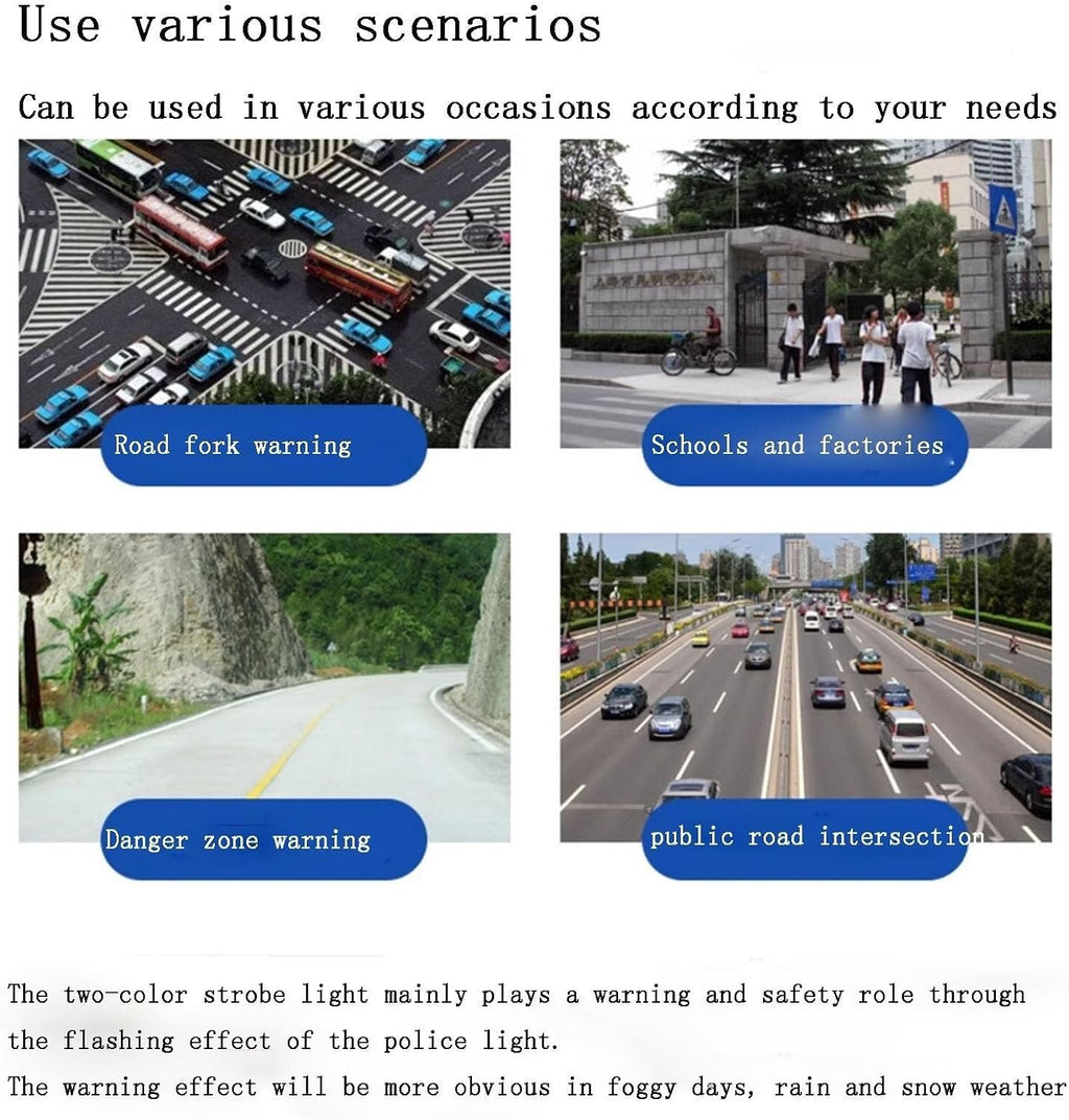 Traffic Warning Emergency Flash Strobe Warning Light, Outdoor Solar LED Flashing Traffic Warning Light, RGB Color Traffic Work Light