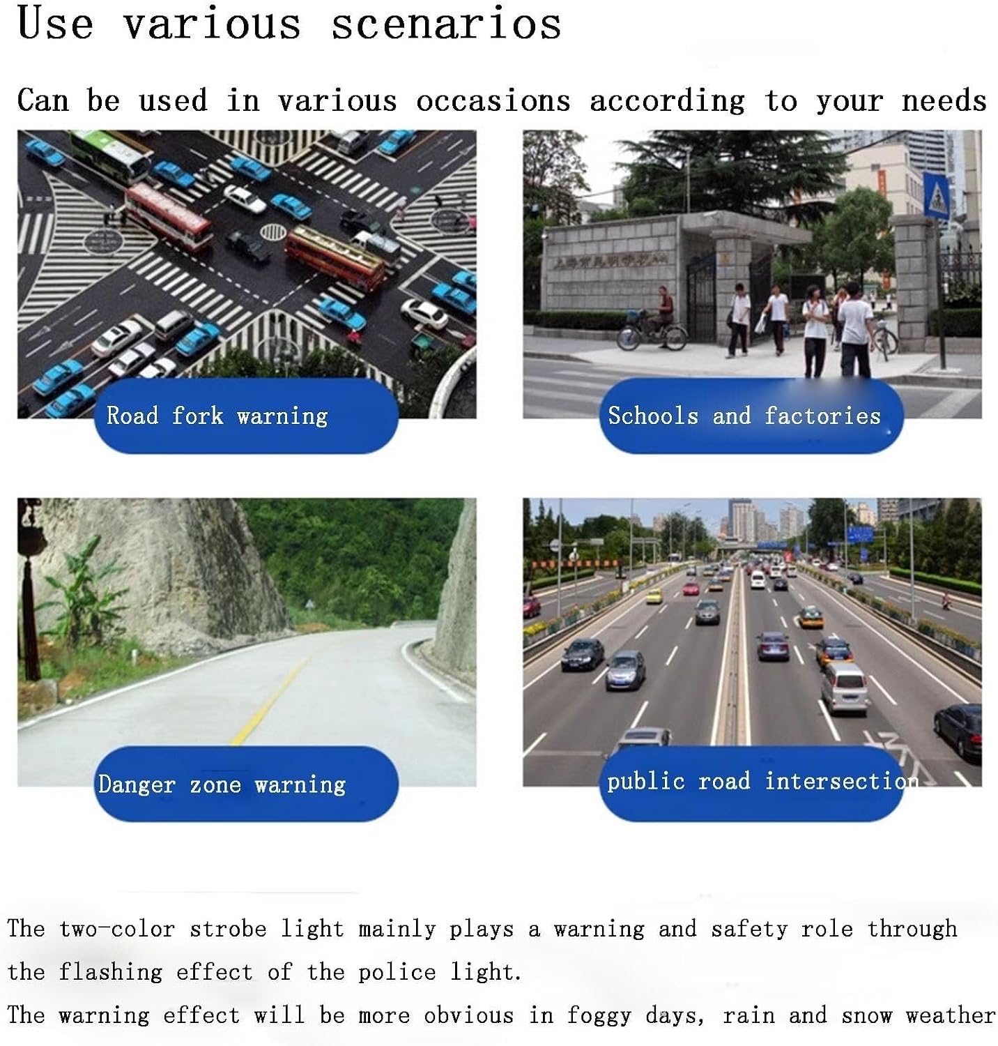 Traffic Warning Emergency Flash Strobe Warning Light, Outdoor Solar LED Flashing Traffic Warning Light, RGB Color Traffic Work Light