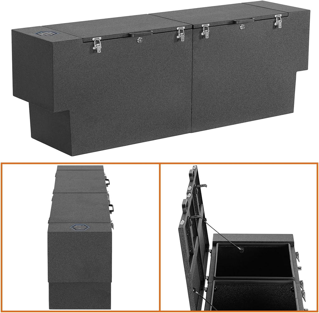 Hooke Road Gladiator Bed Tool Box Lockable Cargo Storage for 2020-2026 Jeep Gladiator JT, Solid Steel Waterproof Organizer Security Toolbox with Lock Keys