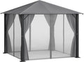 Outsunny 10' x 10' Patio Gazebo, Outdoor Gazebo Canopy Shelter with Netting & Curtains, Vented Roof, for Garden, Lawn, Backyard and Deck, Black