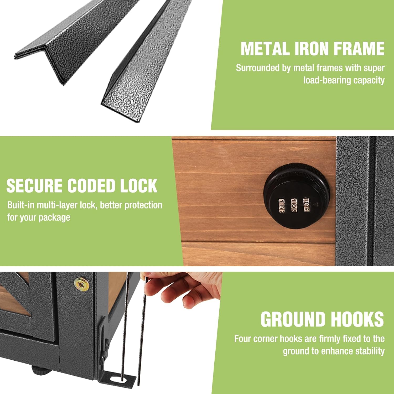 Package Delivery Boxes For Outside With Combination Lock, Anti-Theft Package Drop Box With Weatherproof Design, Wooden Porch Package Delivery Box With Secure Storage For Home And Business