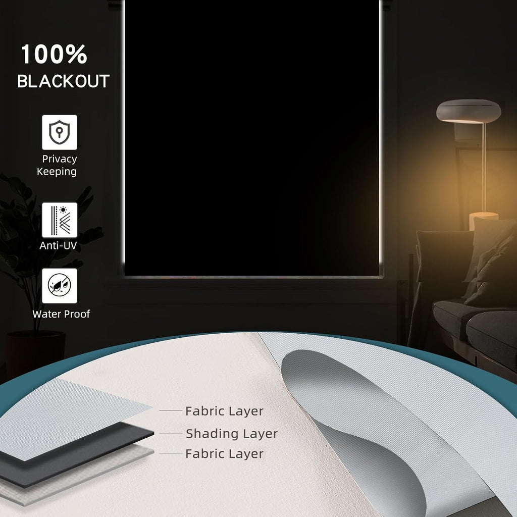 Motorized Shades,Smart Blinds with Remote,100% Blackout Roller Blinds,Work with Google Assistant,Homekit,Automatic Shades,Custom Widths from 16' to 110',Vinyl Light Grey