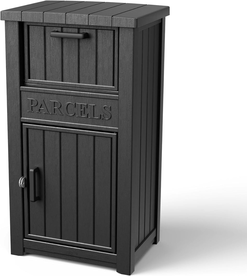 Outdoor Package Delivery Boxes, Lockable Anti-Theft Waterproof Delivery Boxes for Outdoor Use, Package Drop Box for for Porch, Curbside, House Storage, Black
