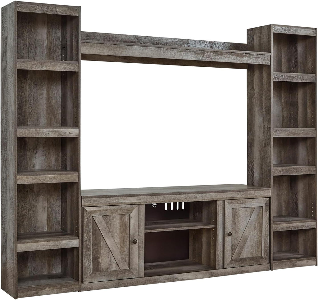 Signature Design by Ashley Wynnlow Farmhouse 4-Piece Entertainment Center for TVs up to 69', Gray